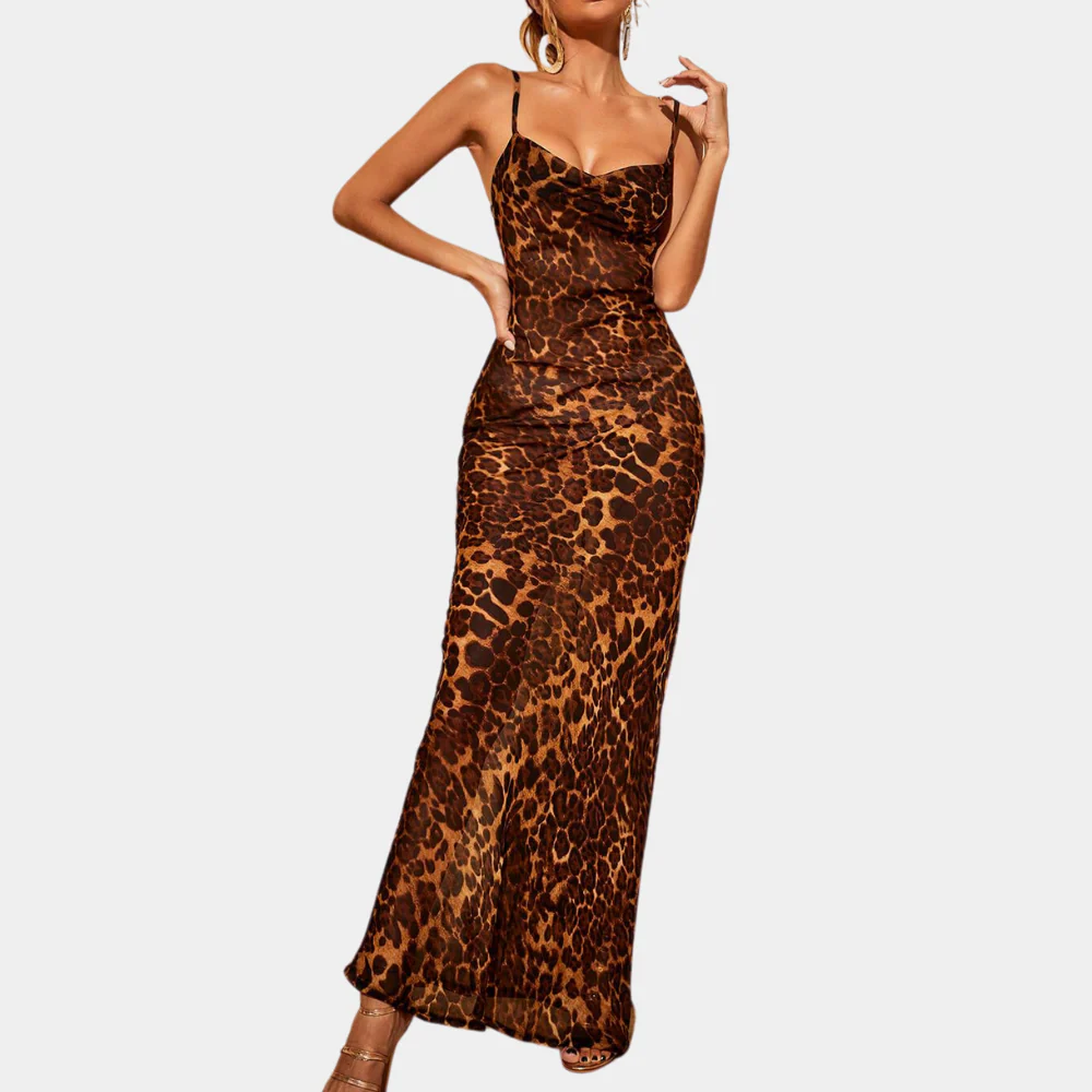 Nereida - Robe Longue Léopard Éclatante Élégance – Image 3