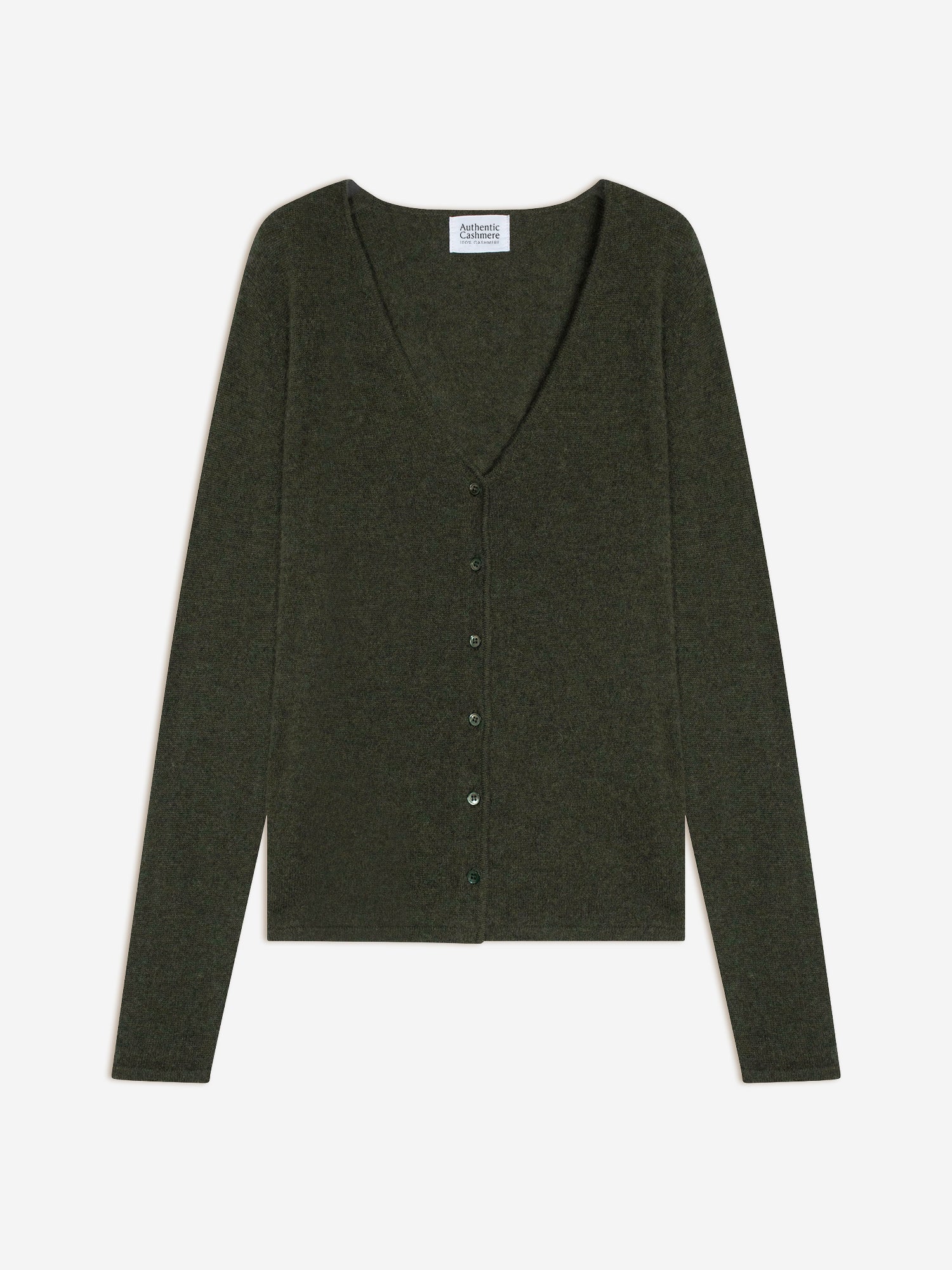 CHALAIS cardigan col v kaki chiné 100% cachemire – Image 7