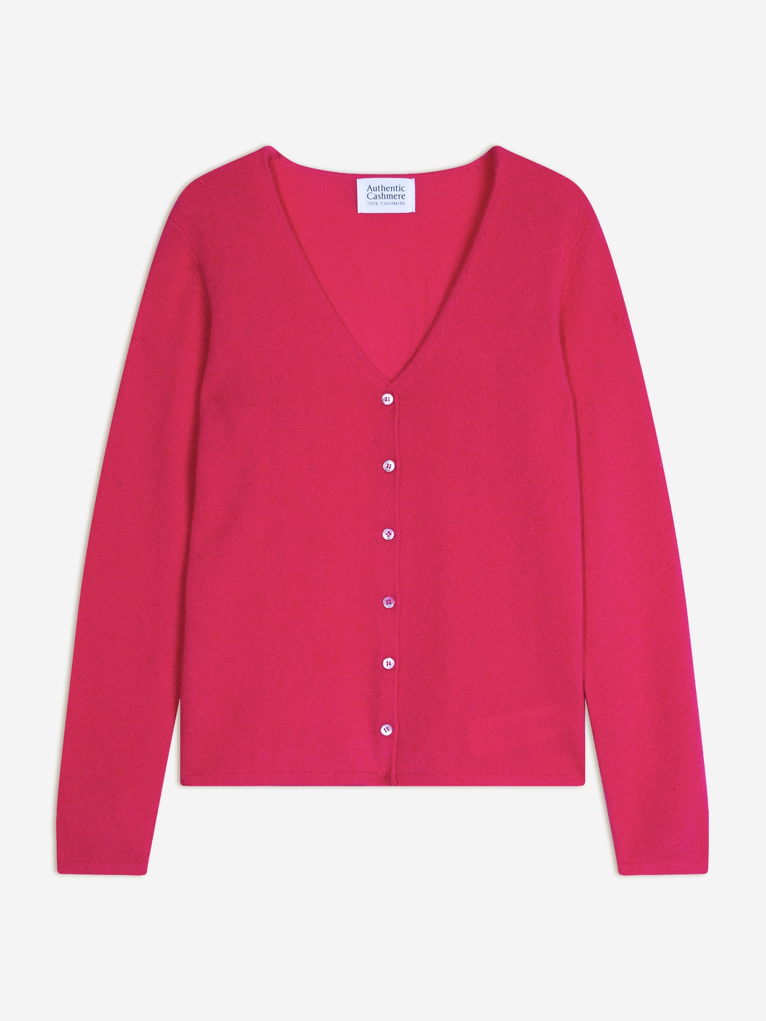 CHALAIS cardigan col v magenta red 100% cachemire – Image 7